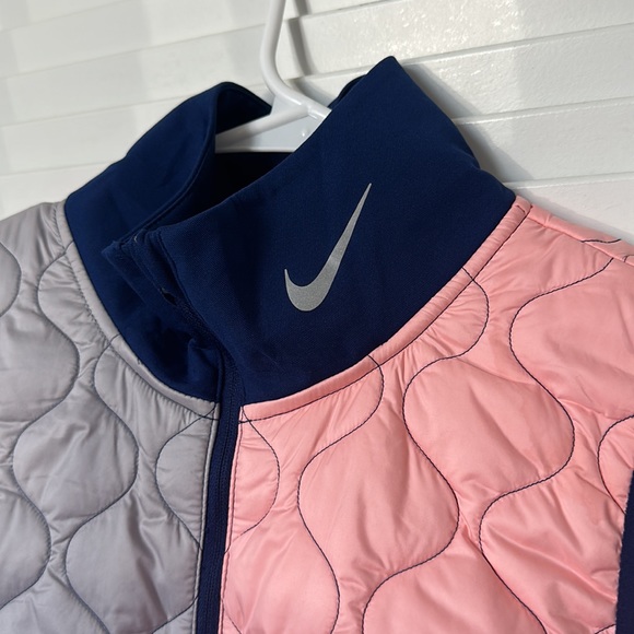 Nike AeroLayer Blue Pink Colorblock Insulated Full-Zip Running Vest Womens - Picture 5 of 7